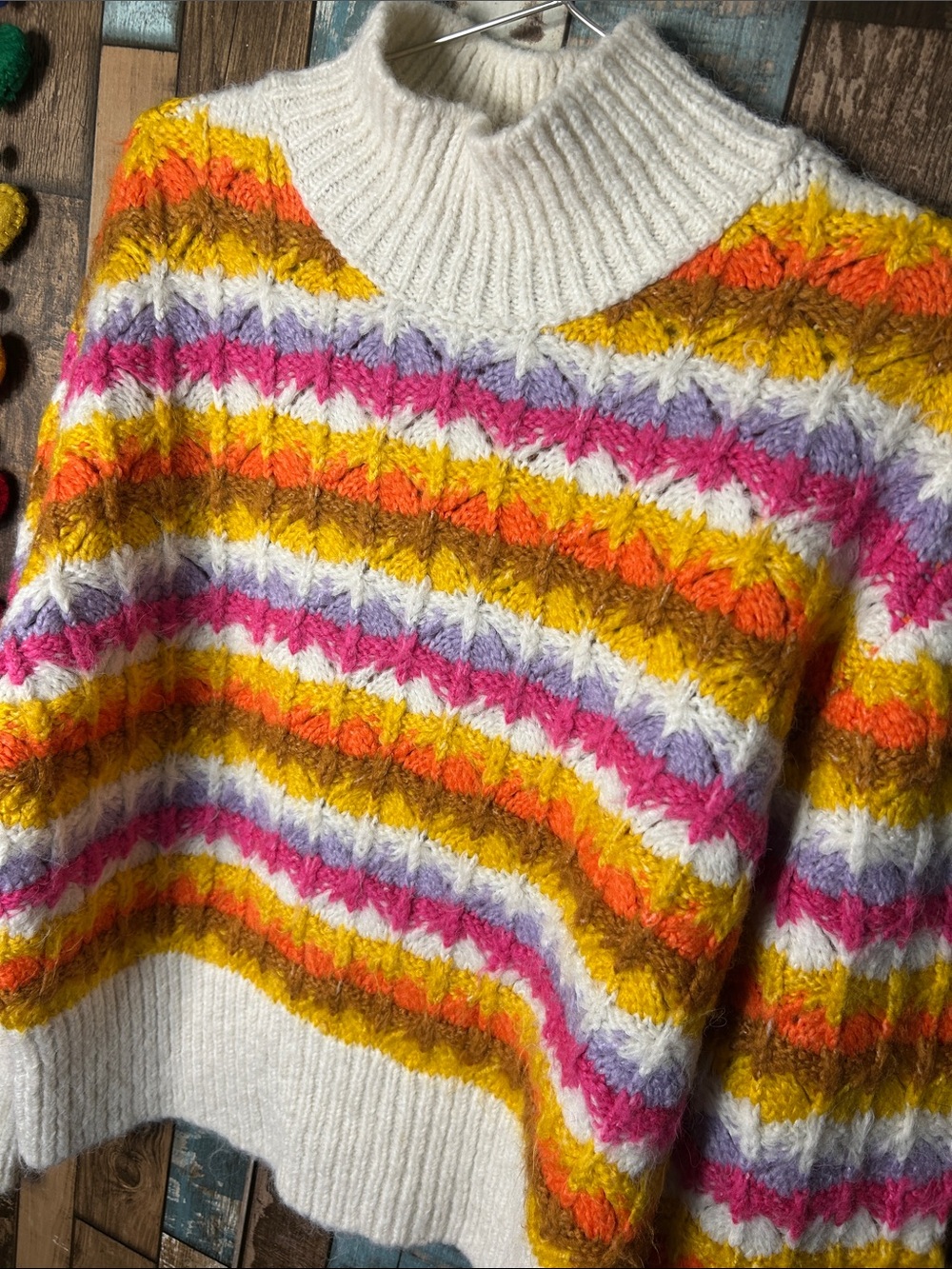 Zara Multicolor crotched Striped Cowl Neck Sweater - Picture 9 of 14